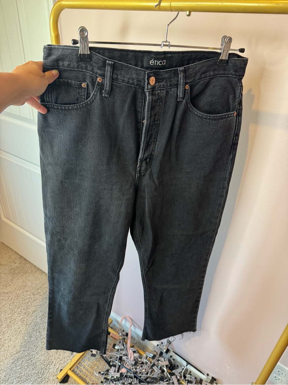 Etica Black Straight-Leg Jeans